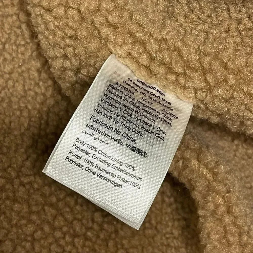 Cotton On Jamie Jacket Brown Corduroy Sherpa Lined Unisex Little Boys Size 9/10